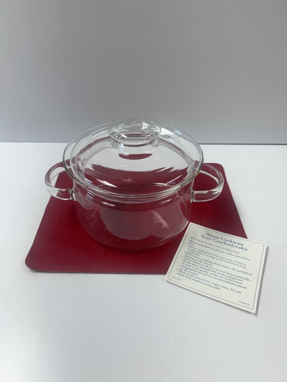 Vintage Simax 1.5 Qt Borosilicate Glass Pot w/Lid Made in Czechoslovakia